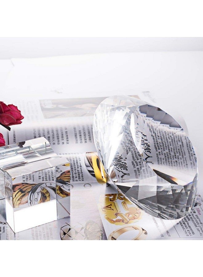 LONGWIN Large 120mm (4.7 in) Crystal Diamond Polyhedron Paperweight Wedding Venue Decoration Centerpieces with Glass Base - Image 3