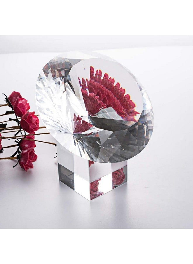 LONGWIN Large 120mm (4.7 in) Crystal Diamond Polyhedron Paperweight Wedding Venue Decoration Centerpieces with Glass Base - Image 2