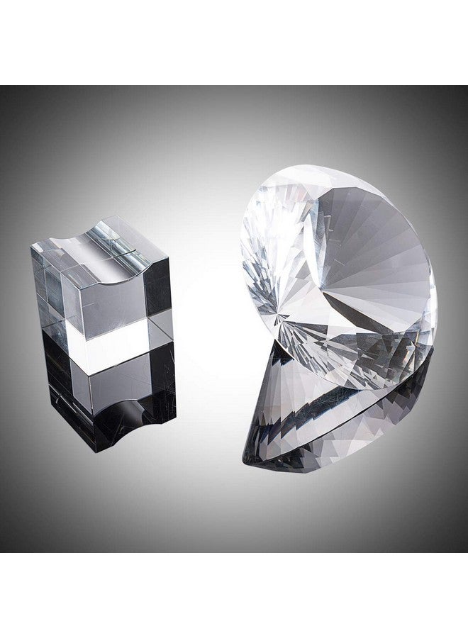 LONGWIN Large 120mm (4.7 in) Crystal Diamond Polyhedron Paperweight Wedding Venue Decoration Centerpieces with Glass Base - Image 4