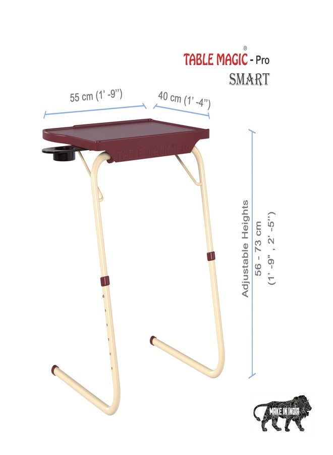 TABLE MAGIC Pro-Smart Multipurpose Laptop Table Mat Finish - Adjustable, Foldable, Lightweight & Durable - Candy Brown - Image 3