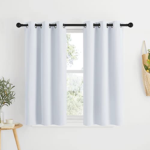 NICETOWN Room Darkening Draperies Curtain Panels 48 inches Long Window Treatment Thermal Insulated Grommet Room Darkening CurtainsDrapes for Bedroom Greyish White 2 Panels 34 inch Wide