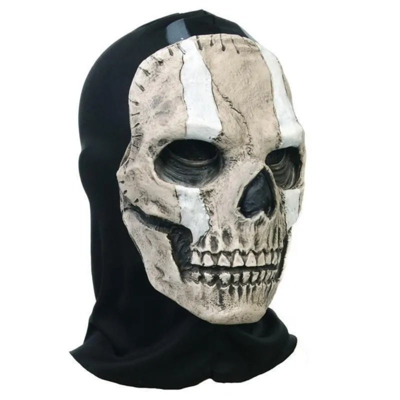 Skull Ghost Mask: 18*28CM Latex & Cloth Black Tactical Mask - Lightweight 120g Comfortable Durable Design Gaming Cosplay Mask for Adult FPS Video Game Halloween Roleplay - Image 1