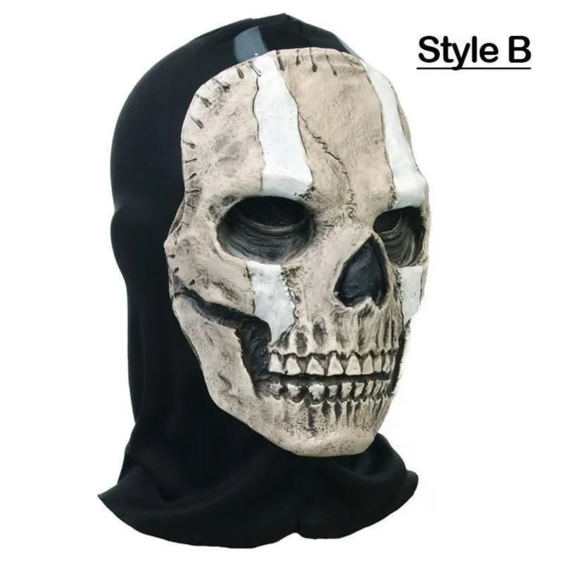 Skull Ghost Mask: 18*28CM Latex & Cloth Black Tactical Mask - Lightweight 120g Comfortable Durable Design Gaming Cosplay Mask for Adult FPS Video Game Halloween Roleplay - Image 2