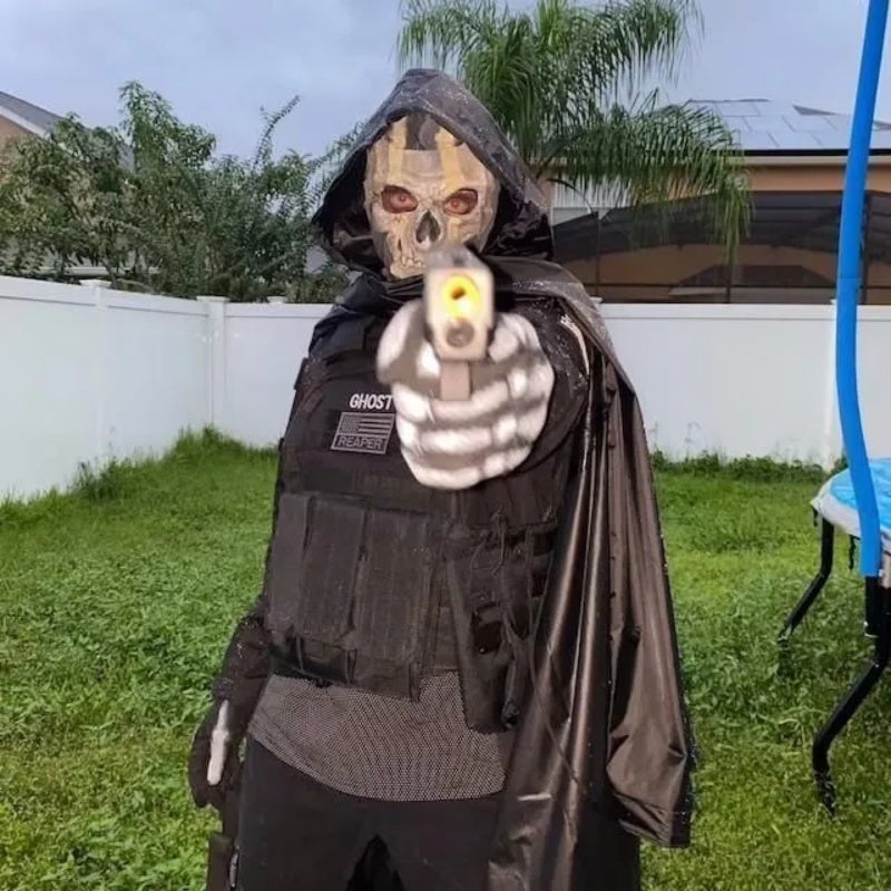 Skull Ghost Mask: 18*28CM Latex & Cloth Black Tactical Mask - Lightweight 120g Comfortable Durable Design Gaming Cosplay Mask for Adult FPS Video Game Halloween Roleplay - Image 3