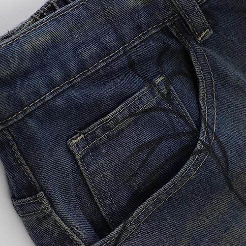 POHADON Y2K Blue Denim Shorts Summer Casual Loose Straight Leg Unisex Baggy Jeans Shorts Jorts Grunge Harajuku Streetwear (Spider,M) - Image 4