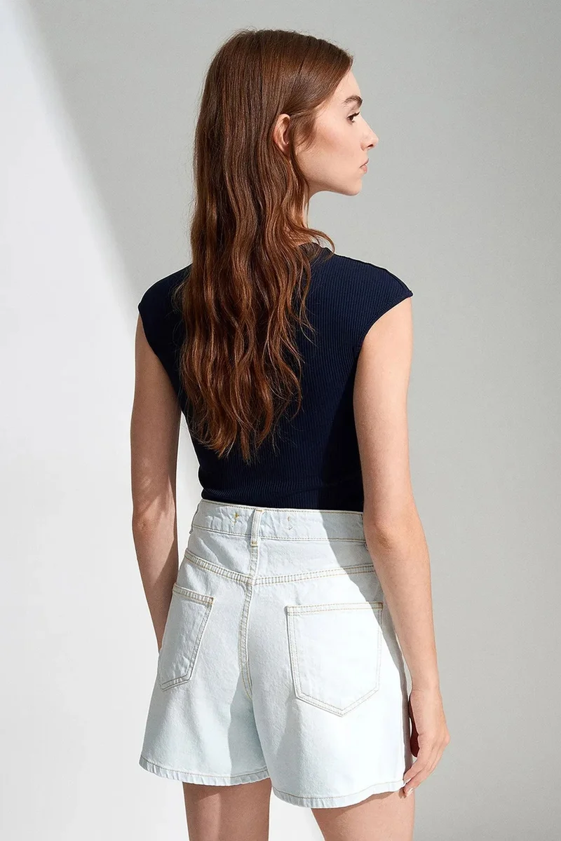 Dilvin Light Blue Denim DILVIN High-Waist Wide-Leg Denim Shorts for Women | Best Price UAE