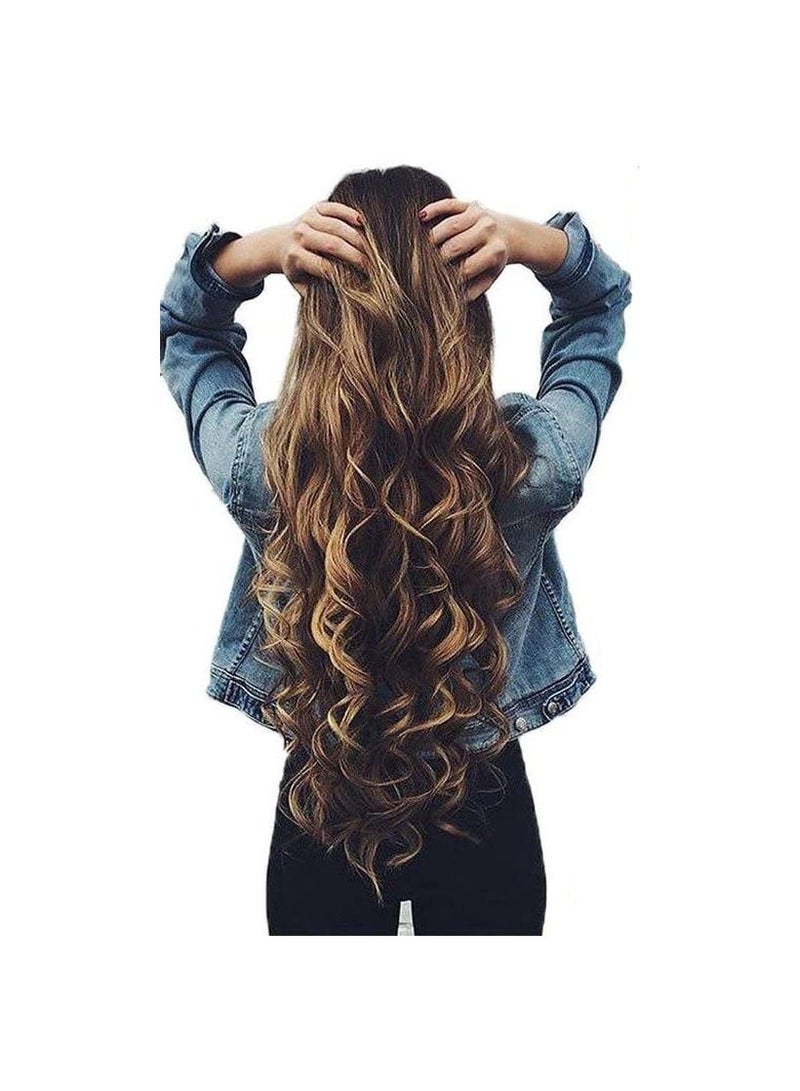 Estelle 7 Pcs 16 Clips 23-24 Inch Thick Curly Straight Full Head Clip in on Double Weft Hair Extensions (Dark Brown - Straight) - Image 1