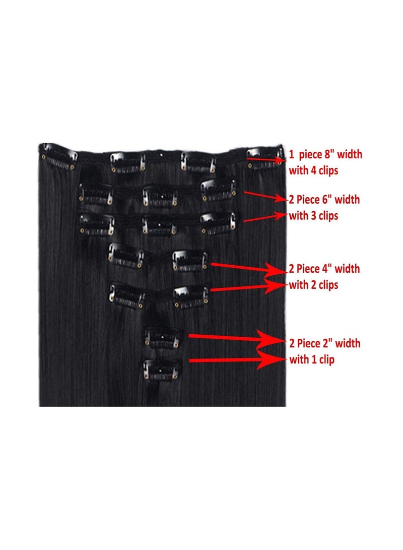 Estelle 7 Pcs 16 Clips 23-24 Inch Thick Curly Straight Full Head Clip in on Double Weft Hair Extensions (Dark Brown - Straight) - Image 3