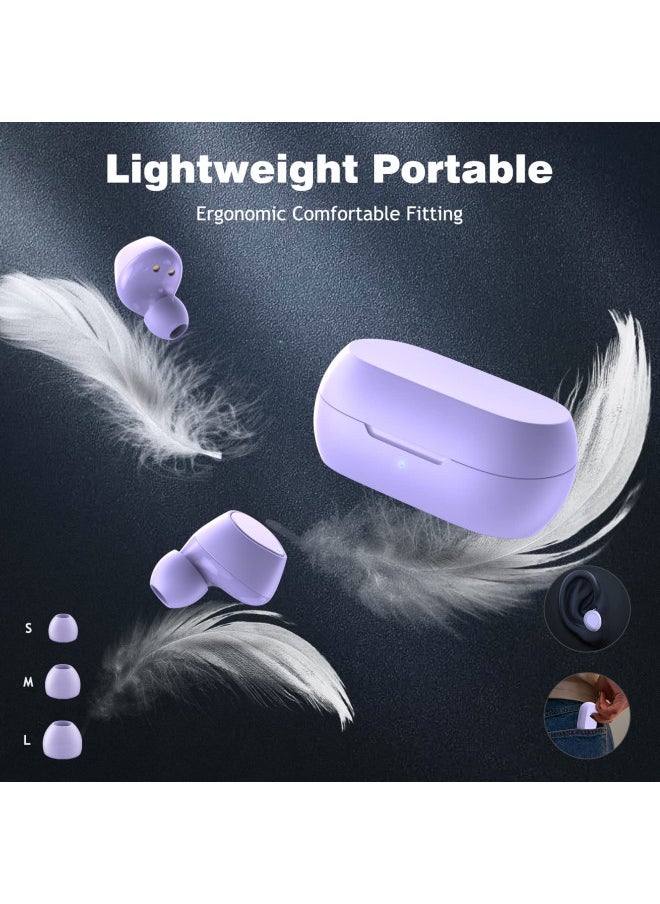 iMangoo - 5.2 Bluetooth Headphones for Apple iPhone 15 14 Plus 13 Pro Max iPad, Small Ear Buds True Wireless Earbud Touch Control Earphone for Samsung S24 S23 Ultra S22 S21 Google Pixel 8 7 6A 6 OnePlus Purple - Image 1