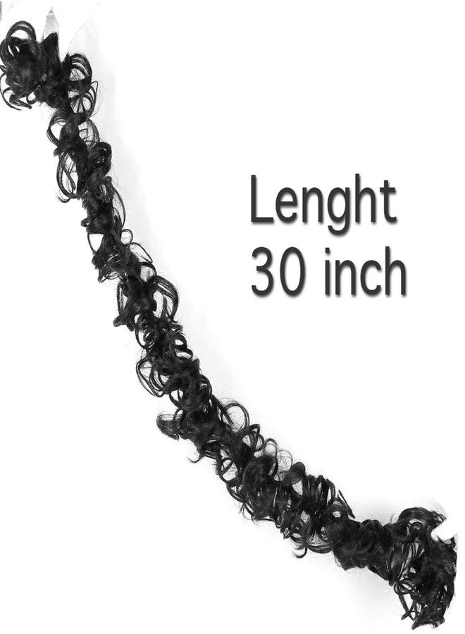 فولي وصلة شعر كاملة مزينة بكشكشة لعمل ذيل حصان وكعكة جودا فوضوية (M1 (أسود)) - Image 2