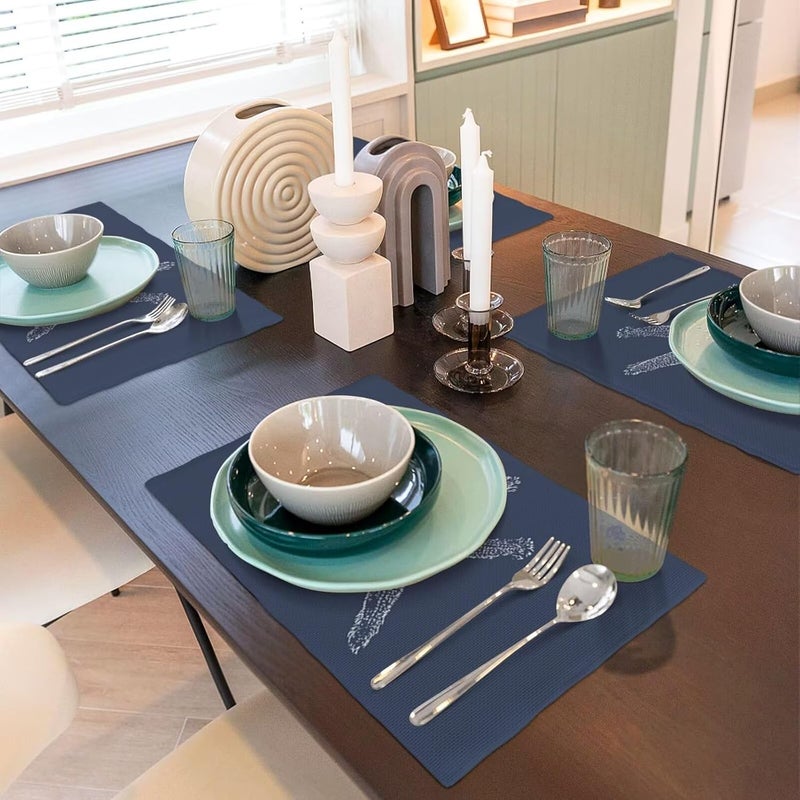 Sunshineyan Summer Coastal Placemats Set of 4, Beach Theme Ocean Navy Blue Starfish Decorative Table Mat 12 x 18 Inch Heat Resistant Non Slip Line Fabric Nautical Place mat for Dining Table - Image 5