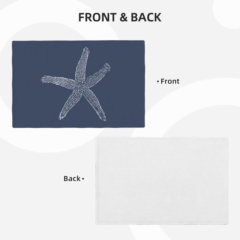 Sunshineyan Summer Coastal Placemats Set of 4, Beach Theme Ocean Navy Blue Starfish Decorative Table Mat 12 x 18 Inch Heat Resistant Non Slip Line Fabric Nautical Place mat for Dining Table - Image 3