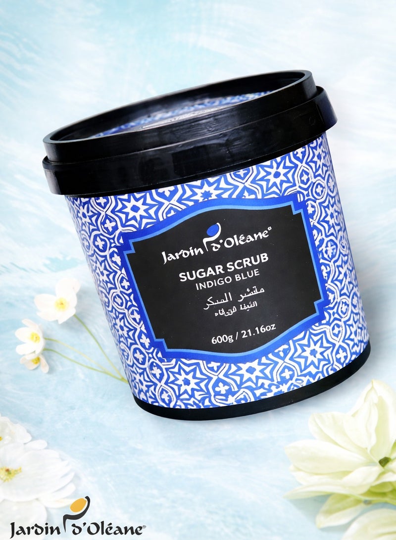 JARDIN D OLEANE Sugar Scrub INDIGO BLUE Moroccan Body Exfoliating Scrub for Smoother Softer and Brighter Looking Skin - Image 4