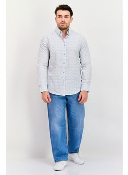 English Laundry Men Slim Fit Allover Print Long Sleeve Dress Shirt, White Combo  - Image 4