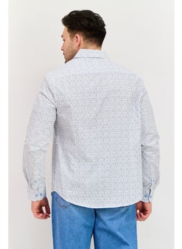 English Laundry Men Slim Fit Allover Print Long Sleeve Dress Shirt, White Combo  - Image 3