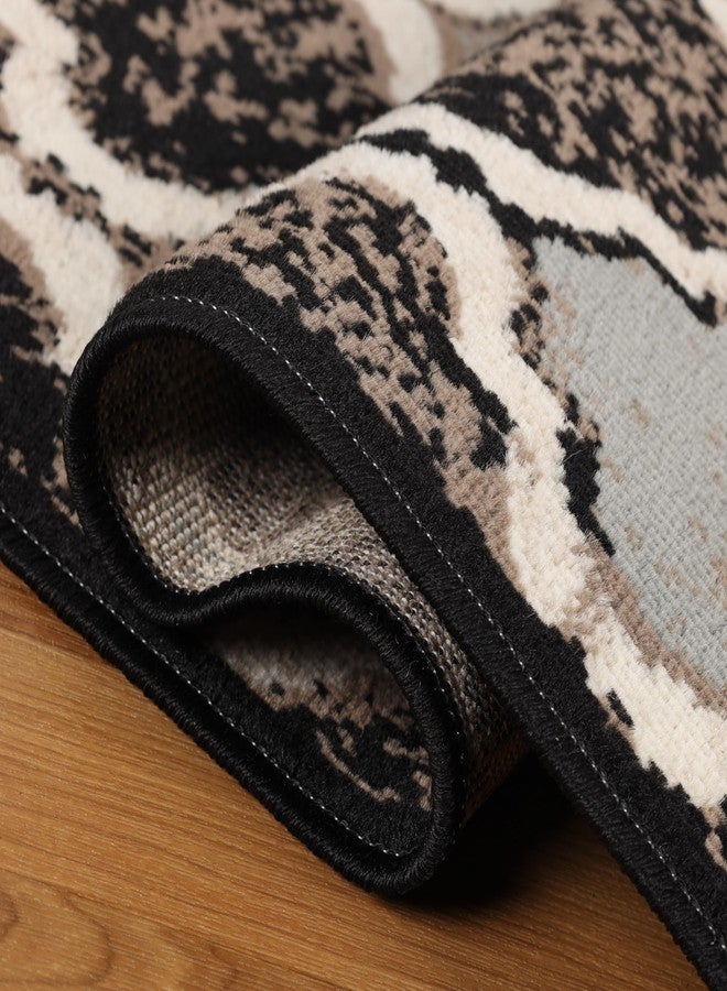 سوبيريور سجادة أرضية داخلية فاخرة، مدعومة بالخيش، مثالية للممرات، غرف المعيشة/الطعام، غرف النوم، المكاتب، المطابخ، المداخل، ديكور أرضيات عصري بتصميم هندسي متداخل، من مجموعة فايكنغ، 2 × 11 قدم، لون شوكولاتة - Image 5