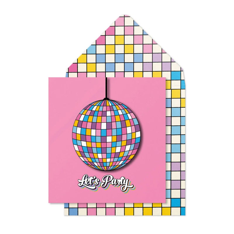 Tache Birthday Greeting Card Blank Inside, Disco Ball Party Design - Image 1