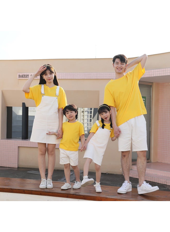 Summer New Denim Strapband Skirt Skirt Suit Mother And Dresses Parent-child Shorts Short-sleeved Suit Family Clothes