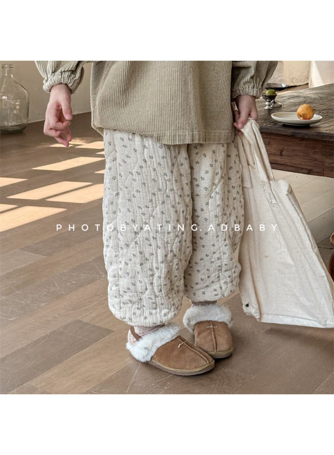 New Autumn And Winter Clothing For Children's Clothing With Floral Patterns And Cotton Jacket. Winter Cotton Pants For Girls And Boys - Image 2