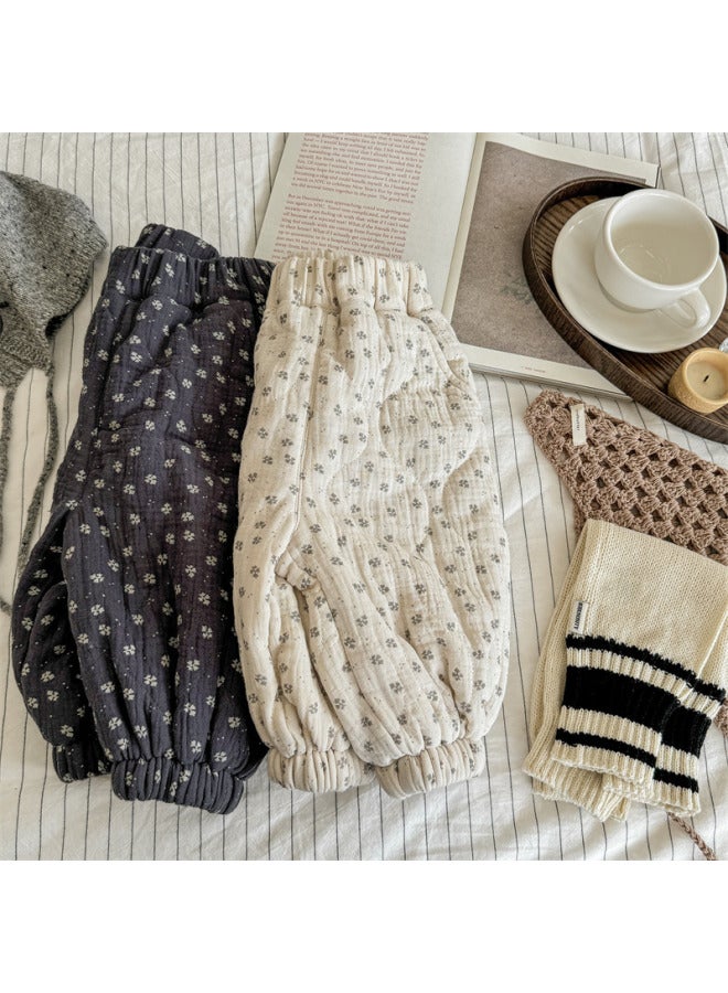New Autumn And Winter Clothing For Children's Clothing With Floral Patterns And Cotton Jacket. Winter Cotton Pants For Girls And Boys - Image 5