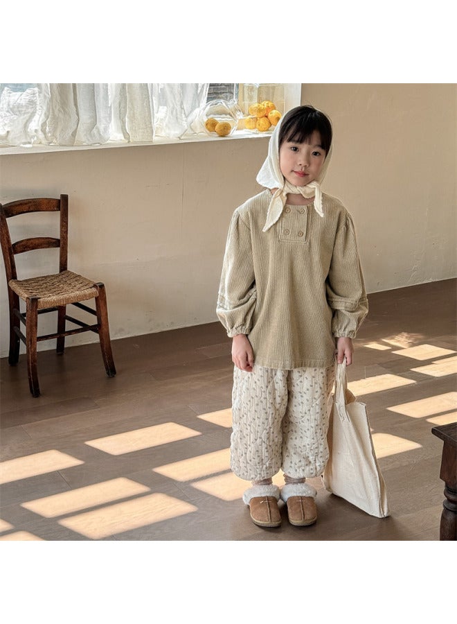 New Autumn And Winter Clothing For Children's Clothing With Floral Patterns And Cotton Jacket. Winter Cotton Pants For Girls And Boys - Image 4