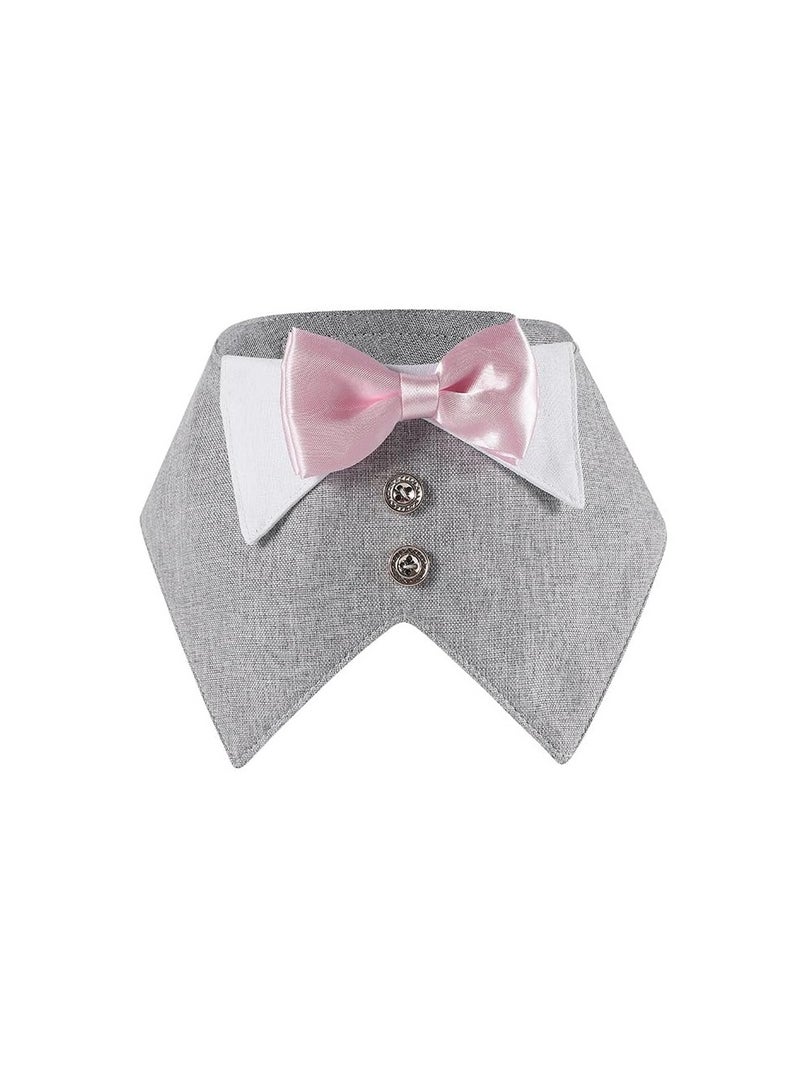 CMGTYYD CMGTYYD Dog Tuxedo,Formal Dog Wedding Bandana Dog Collar with Bow Tie Dog Birthday Costume Adjustable Pet Party Tux Dog Wedding Attire,Dog Valentines Outfit Cosplay for Small Medium Large Pets (S,Gray) - Image 1
