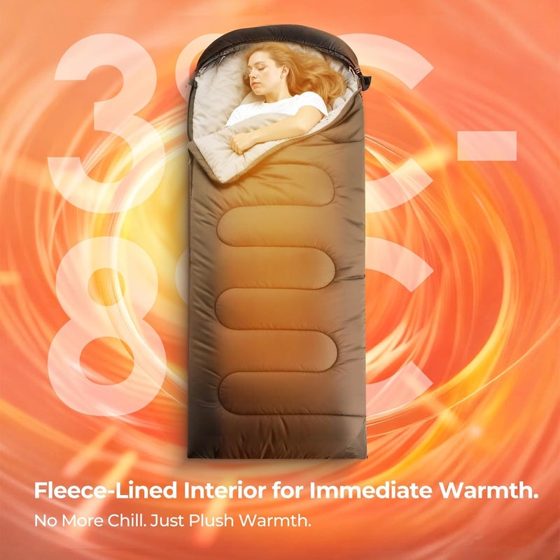 FARLAND Cold Weather Sleeping Bag for Adults - Plush Fleece-Lined, Waterproof & Windproof with Compression Sack - Image 5