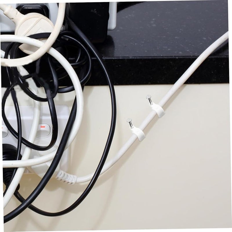 100 Pack White Round Cable Clips With Metal Nails For Wall Wire Management Home Office Outdoor - Image 5