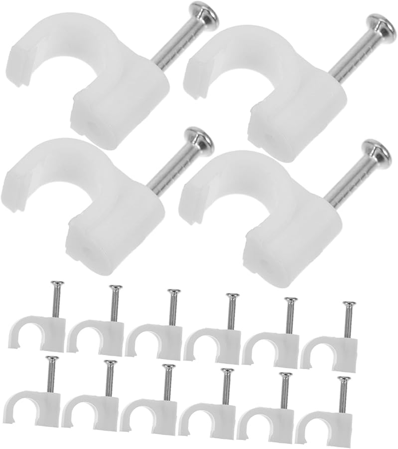 100 Pack White Round Cable Clips With Metal Nails For Wall Wire Management Home Office Outdoor - Image 2