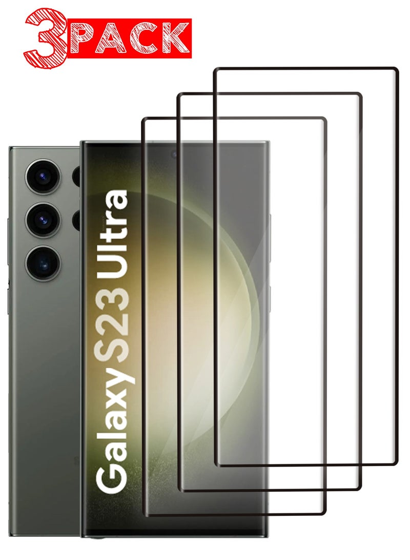 CATANES 3Pack for Samsung Galaxy S23 Ultra Screen Protector Tempered Glass 9H Anti-Scratch Shatterproof HD Curved Edge to Edge Full Coverage Film 6.8 inch - Image 1