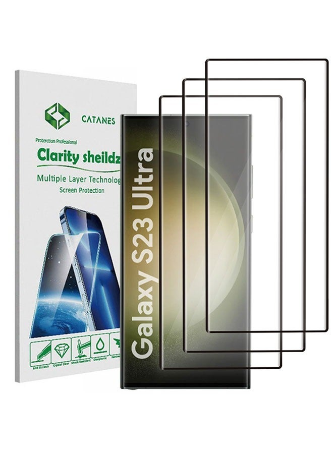 CATANES 3Pack for Samsung Galaxy S23 Ultra Screen Protector Tempered Glass 9H Anti-Scratch Shatterproof HD Curved Edge to Edge Full Coverage Film 6.8 inch - Image 3