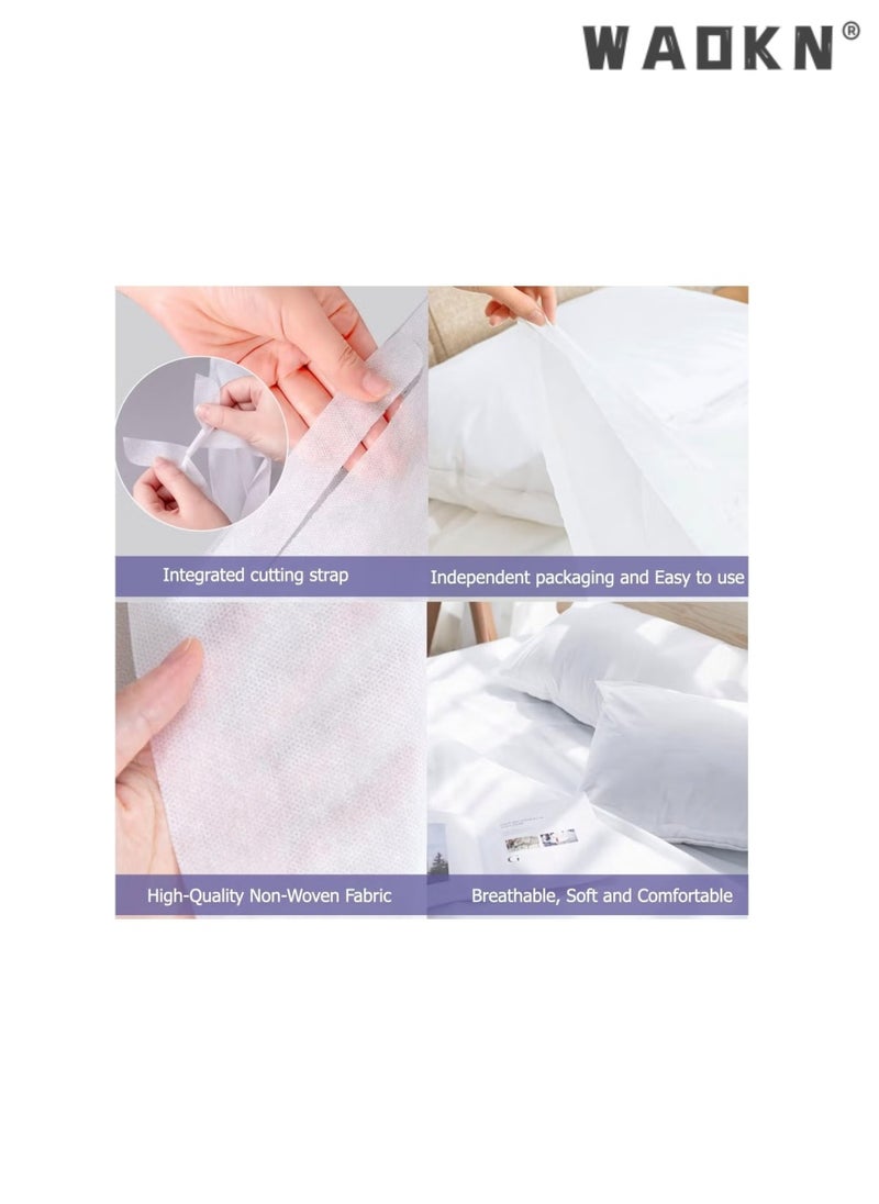WAOKN 4 Pieces Travel Disposable Bedding Set,SMS Material Double People Disposable Bedding Sheets, Sheet for Business Travel Hotel Trip Outdoor Camping Set,1 Bed Sheet,1 quilt cover, 2 pillow cases.  - Image 4