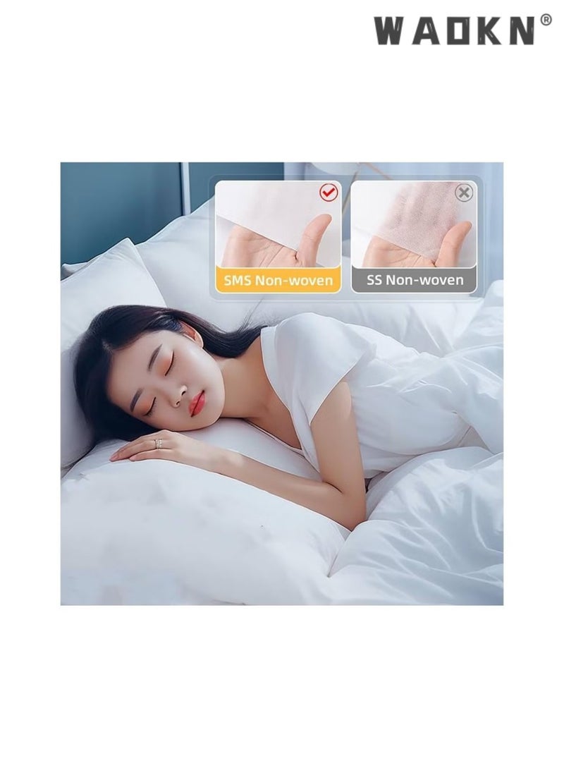 WAOKN 4 Pieces Travel Disposable Bedding Set,SMS Material Double People Disposable Bedding Sheets, Sheet for Business Travel Hotel Trip Outdoor Camping Set,1 Bed Sheet,1 quilt cover, 2 pillow cases.  - Image 5
