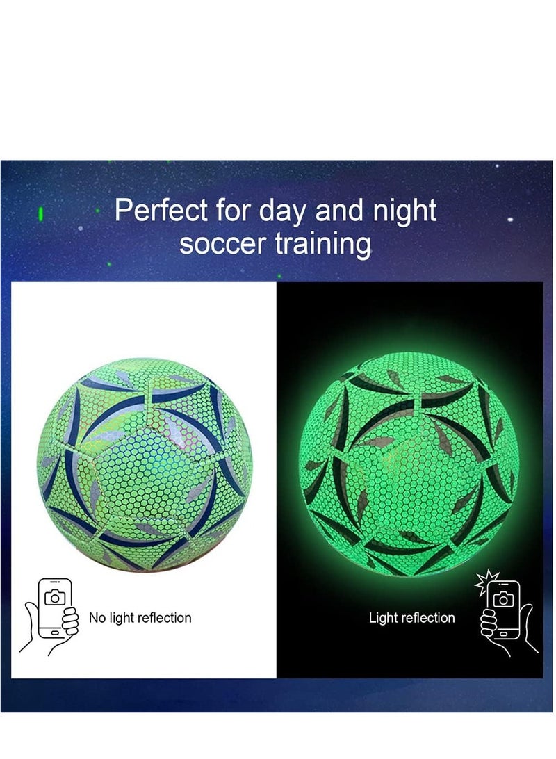 Generic Football for Games Training Night Soccer Ball Glowing in The Dark Light Up Reflective with Camera Flash Reflects Light Toy Gifts for Boy Men - Image 2