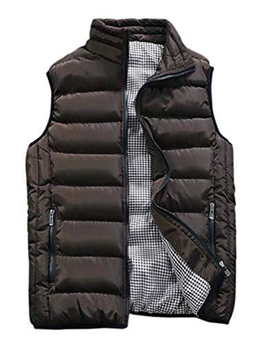 Vcansion Men's Outdoor Casual Stand Collar Vest Padded Coat Jacket Vest Coffee L - Image 1