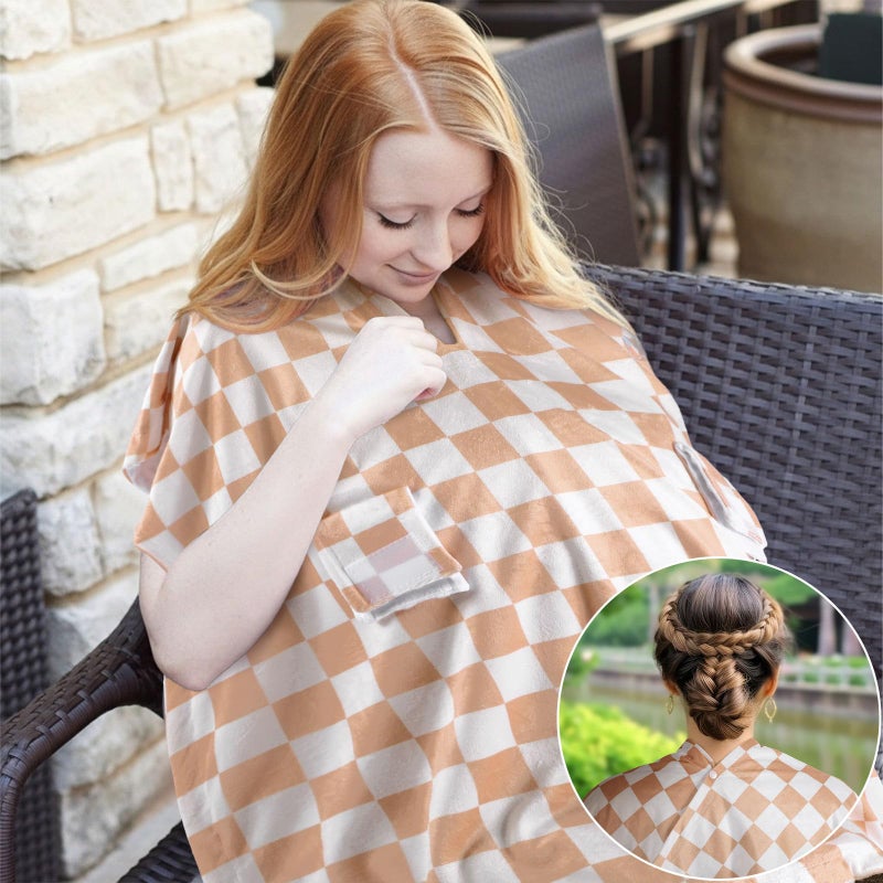 AceOrbit Khaki Checkered Car Seat Cover Baby Boy Girl, Minky Warm Winter Carseat Covers with Opening Soft for Newborn Infant Boys Winter Stroller, Nursing Cover Canopy Gift - Image 5