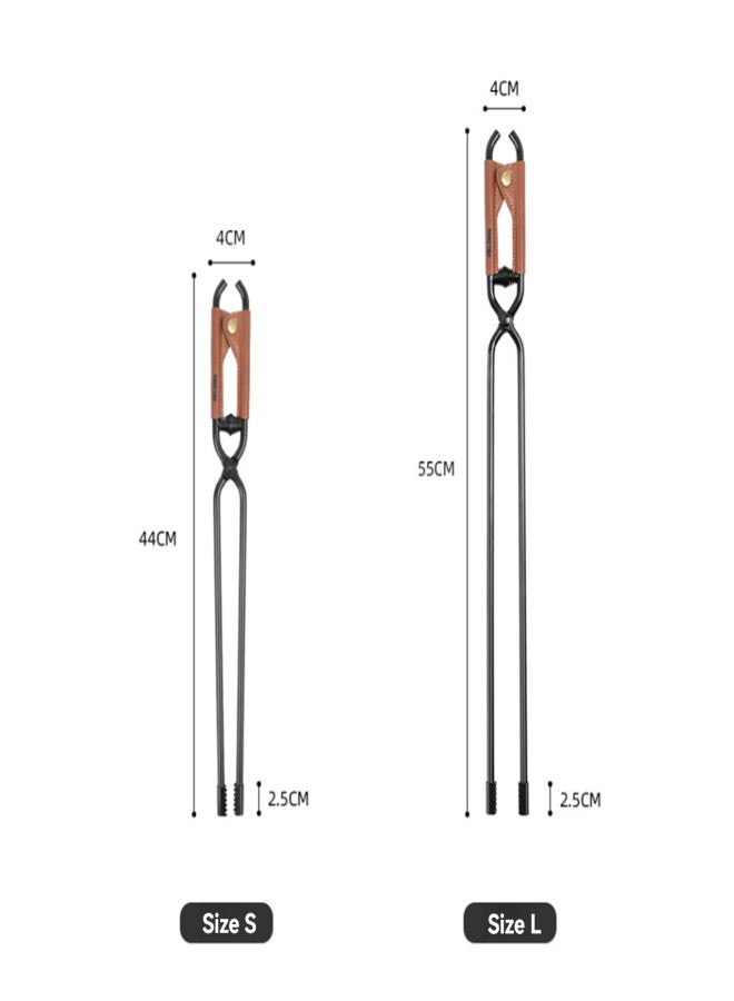 shinrtrip Carbon Steel BBQ Tongs Camping Firewood Clip Outdoor Campfire Tongs with Leather Handle Size S 44cm - Image 2