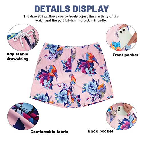 FEIXIANG Mens Quick Dry Swim Trunk with Breathable Mesh Lining Beach Shorts with Pockets Pink - Image 4