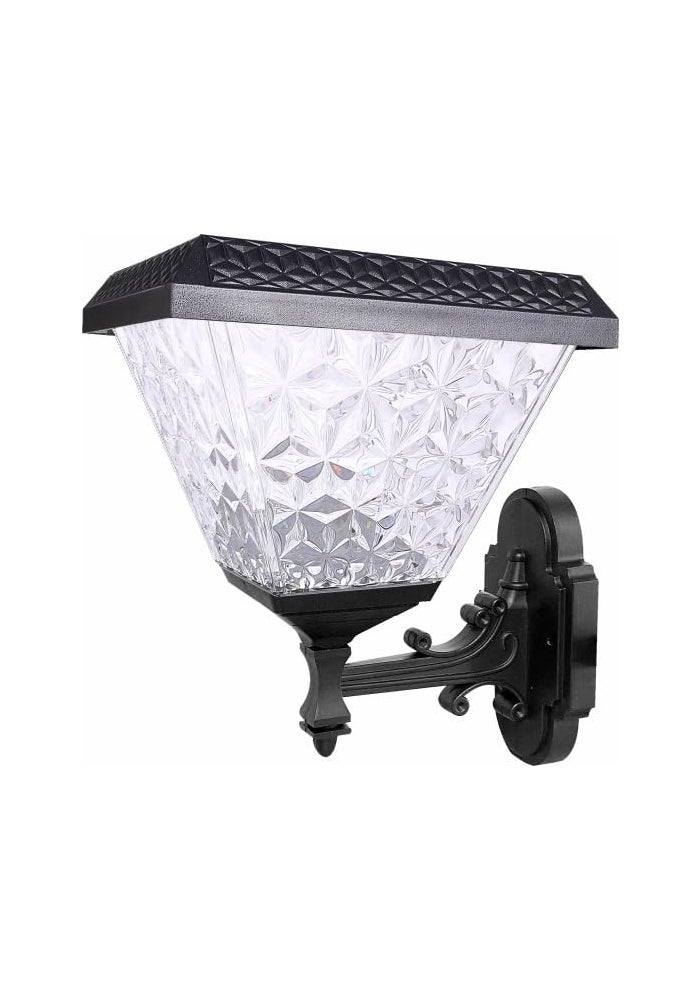 Outdoor Solar Wall Light with Decorative Glass Panel and Black Metal Mounting - Image 2