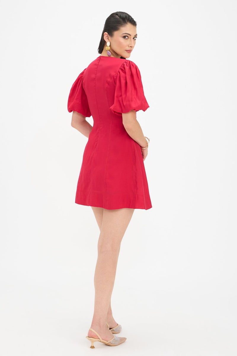 Virgio Solid Viscose A-Line Mini Dress for Women - Image 3