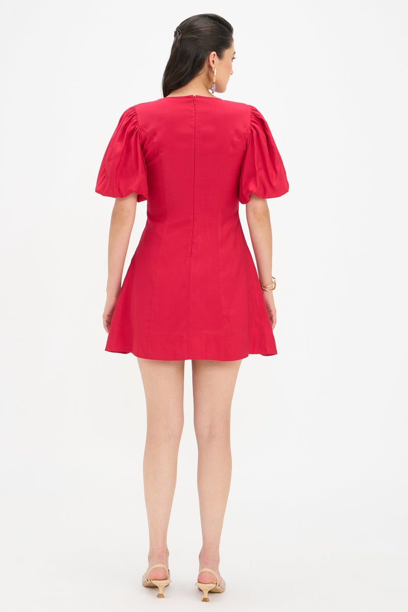 Virgio Solid Viscose A-Line Mini Dress for Women - Image 5