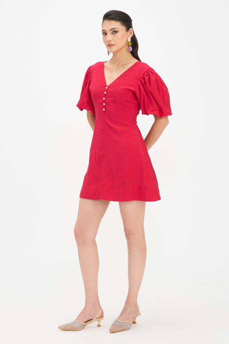 Virgio Solid Viscose A-Line Mini Dress for Women - Image 4