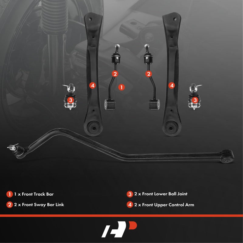 A-Premium 7Pcs Front Suspension Kit Upper Control Arm and Lower Ball Joint Stabilizer Bar Link Compatible with Jeep TJ Wrangler 1997-2006 4WD - Image 2