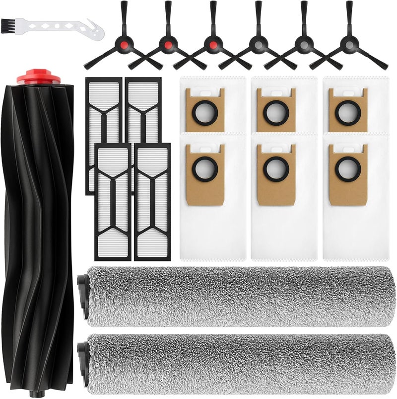 BUXEBUX 20 Pack Replacement Parts Accessory for Eufy S1 Pro Omni, S1 Robot Vacuums kit, 2 Rolling Mops, 1 Main Roller Brush, 4 HEPA Filters, 6 Side Brushes, 6 Dust Bags, 1 Clean Tool - Image 1