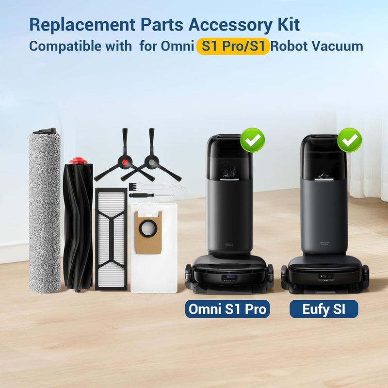BUXEBUX 20 Pack Replacement Parts Accessory for Eufy S1 Pro Omni, S1 Robot Vacuums kit, 2 Rolling Mops, 1 Main Roller Brush, 4 HEPA Filters, 6 Side Brushes, 6 Dust Bags, 1 Clean Tool - Image 2