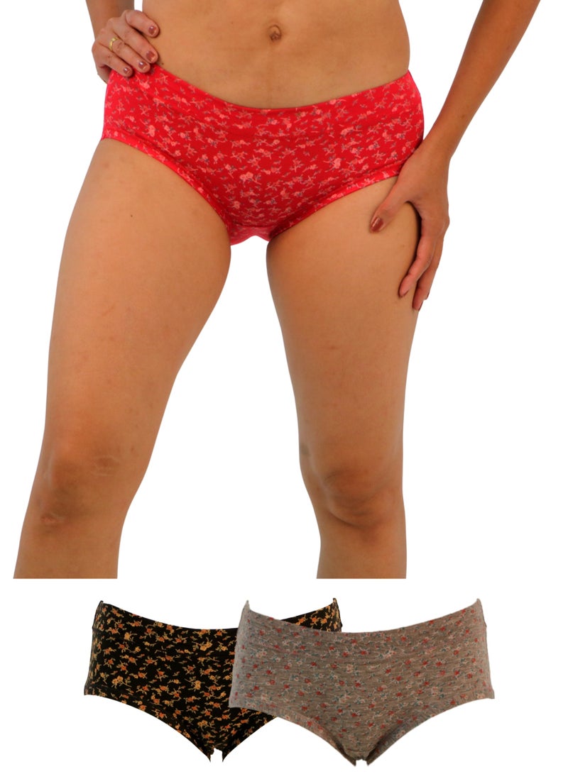 JOANNA JOANNA 152238 Women's Floral Design Mid Rise 3-Pack Panties, Multicolor  - Image 1