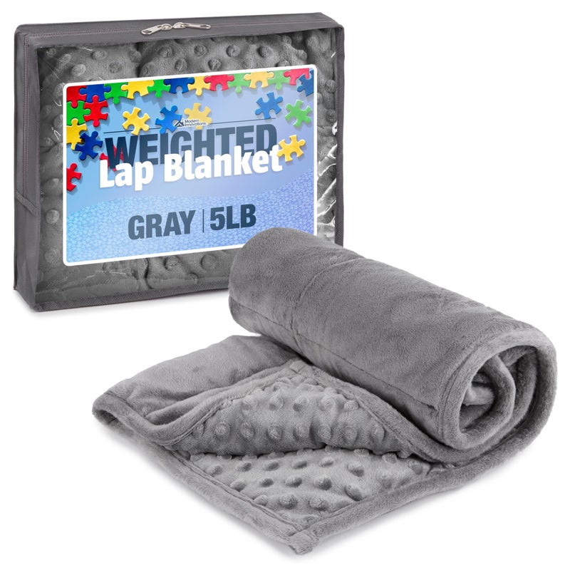 Kidaddle 5lb Weighted Blanket (Grey) â€“ Plush Minky Lap Pad with Sensory Support for Autism or ADHD, Giftable Weighted Blanket with Travel Bag for Ages 4â€“10 - Image 1
