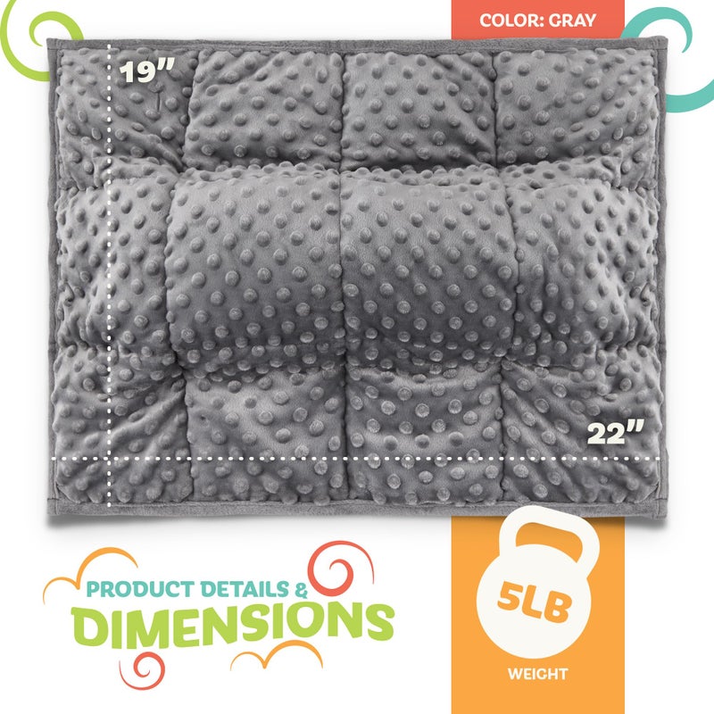 Kidaddle 5lb Weighted Blanket (Grey) â€“ Plush Minky Lap Pad with Sensory Support for Autism or ADHD, Giftable Weighted Blanket with Travel Bag for Ages 4â€“10 - Image 2