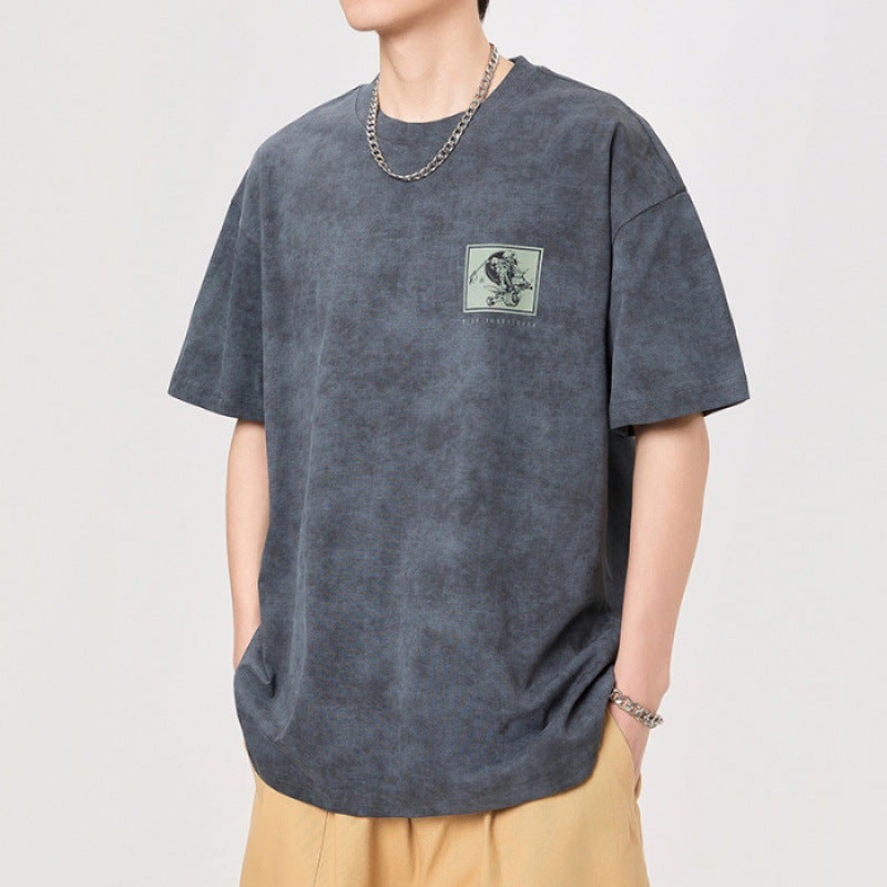 Men'S T-Shirt Summer Loose Plus Size Fashion Hip Hop Street Fashion Stretch Breathable All-Match Top - Image 1