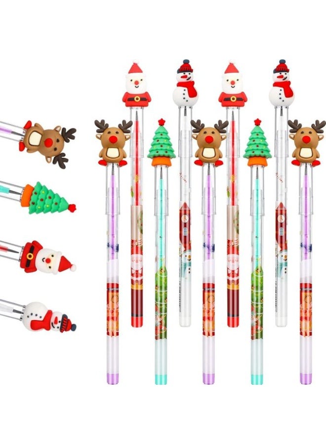 مجموعة أقلام عيد الميلاد القابلة للتكديس المكونة من 12 قطعة – أقلام متعددة النقاط تتميز بسانتا كلوز، رجل الثلج، شجرة الكريسماس والأيل – أدوات كتابة ممتعة للأطفال، مكافآت الفصول الدراسية، هدايا الحفلات، حشوات الجوارب وحقائب الهدايا الموسمية - Image 4